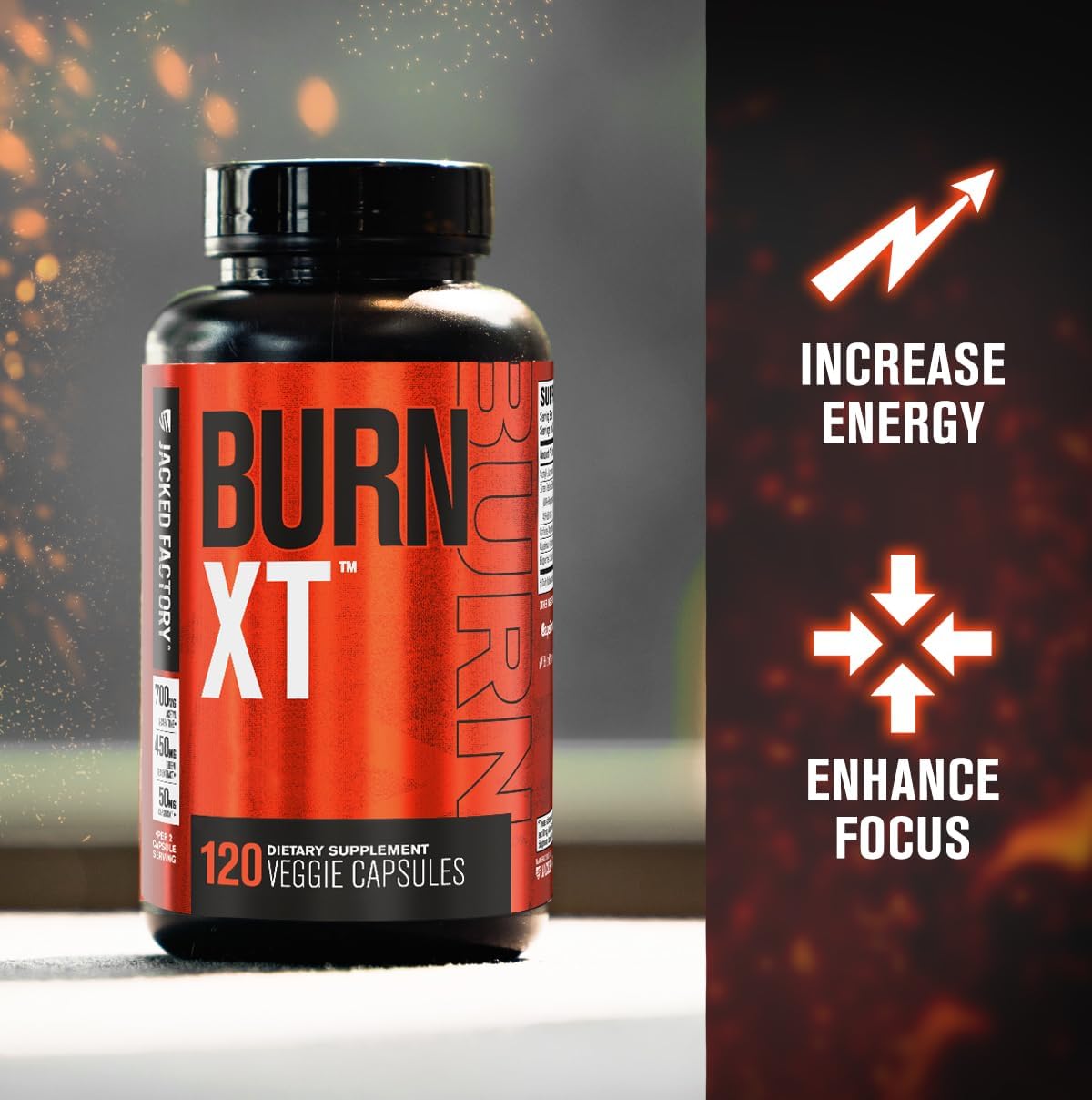 Jacked Factory Burn-XT Clinically Studied Fat Burner  Weight Loss Supplement - Appetite Suppressant  Energy Booster - with Acetyl L-Carnitine, Green Tea Extract and More - 60 Natural Diet Pills