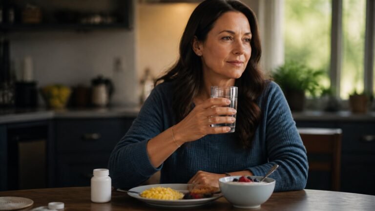 Woman eating a high-protein breakfast of eggs and Greek yogurt to keep protein on GLP-1 medication on track